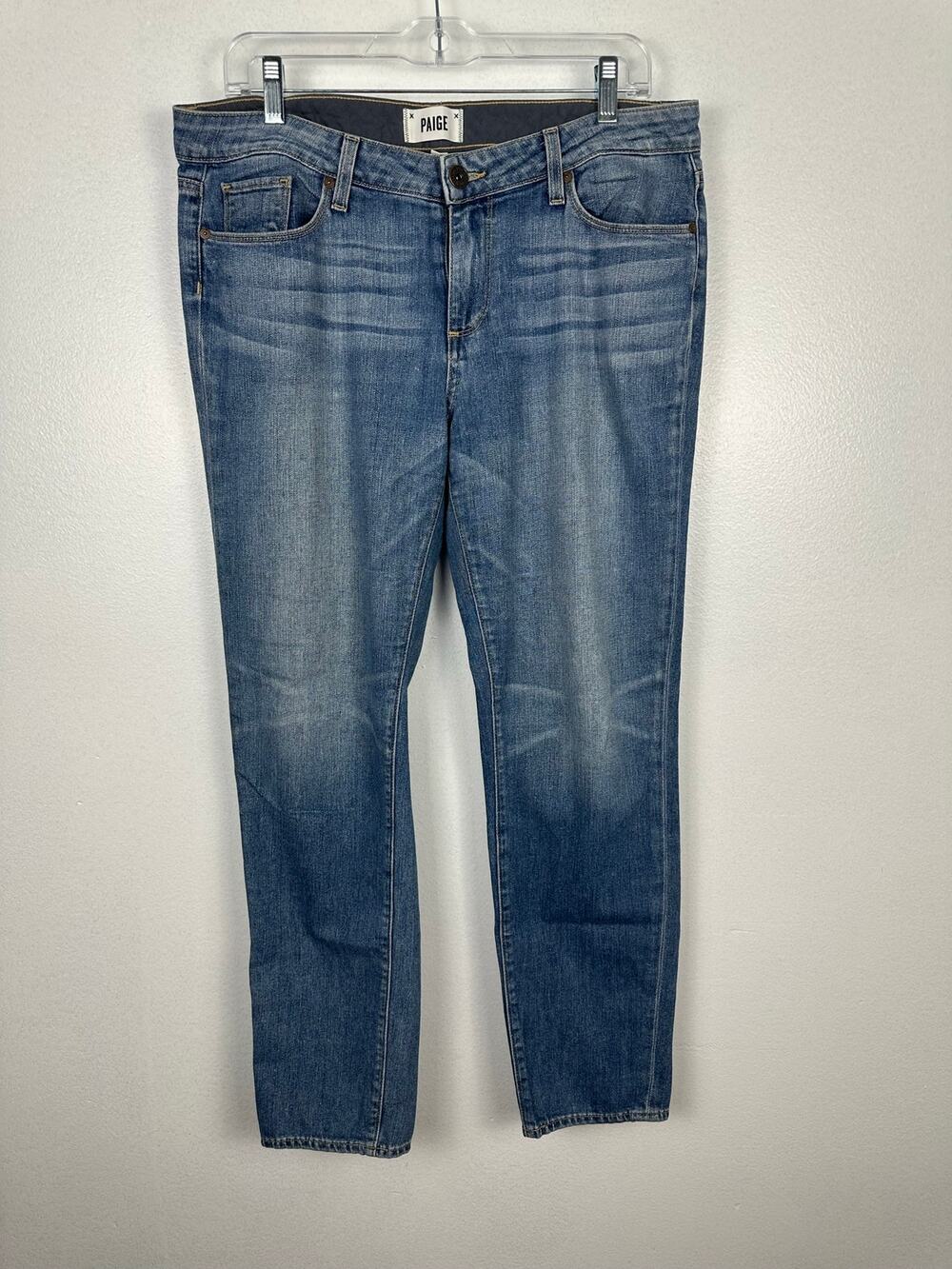 PAIGE Women's Jimmy Jimmy Crop Boyfriend Jeans light blue indigo wash 29